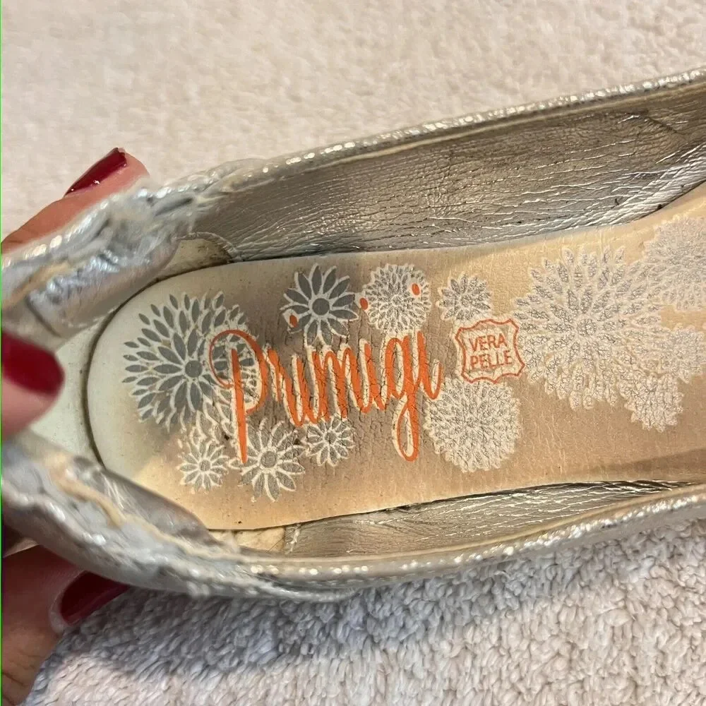Primigi Silver Ballet Flats Girls 2 Eu 33 Formal Church Metallic Shoes Wedding